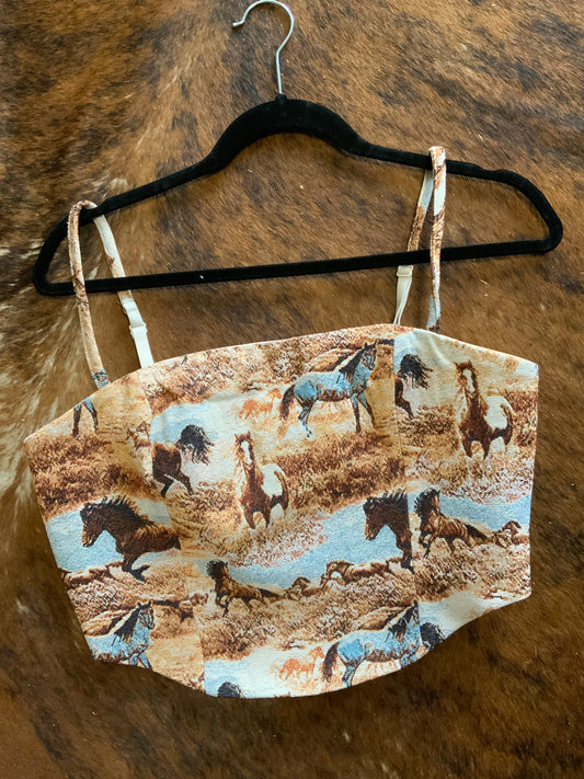 Beige Jaquard Horse Tank