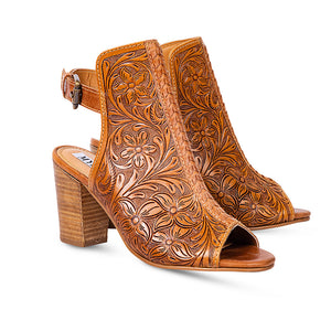 Monika Hand Tooled Leather Heels