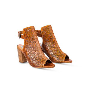 Monika Hand Tooled Leather Heels