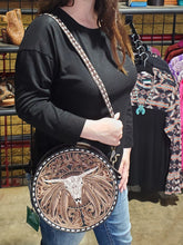 Load image into Gallery viewer, Spirit of the Herd Hand Tooled Round Bag