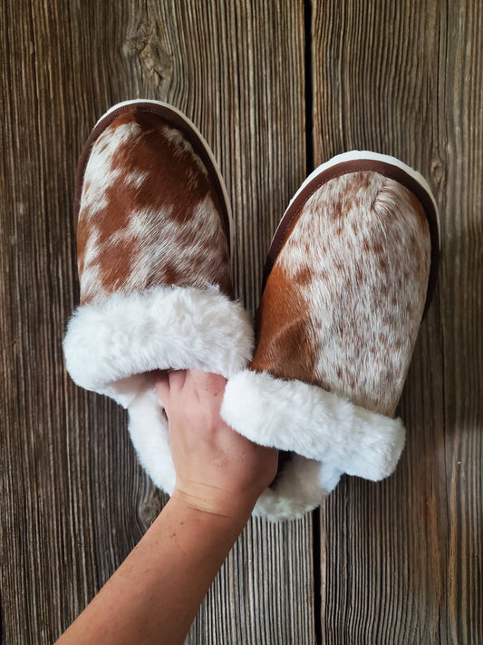 Myra cowhide womens house shoes slippers