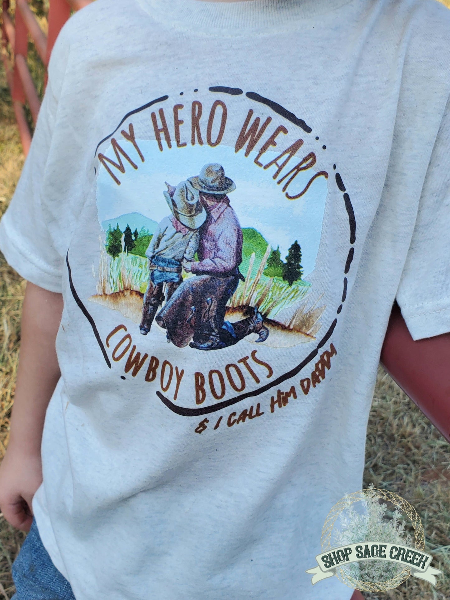 My Hero Wears Cowboy Boots Children's T-Shirt