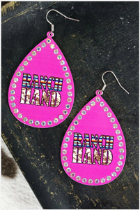 Ranch Hand Pink Teardrop Earrings